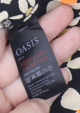 Oasis Women's Size 14 Multicoloured Floral A-Line Dress