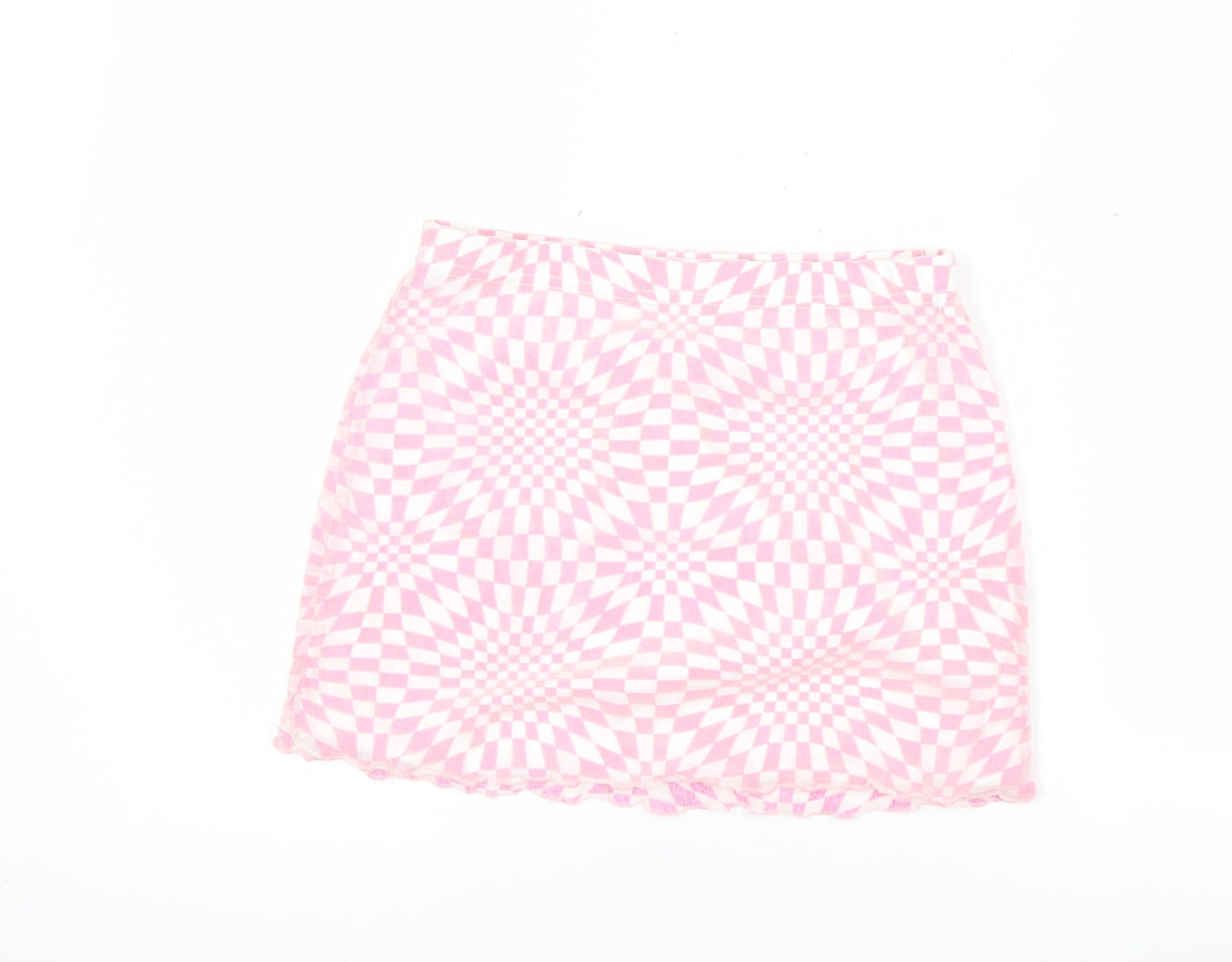 PrettyLittleThing Women’s Pink Geometric Mini Skirt Size 8
