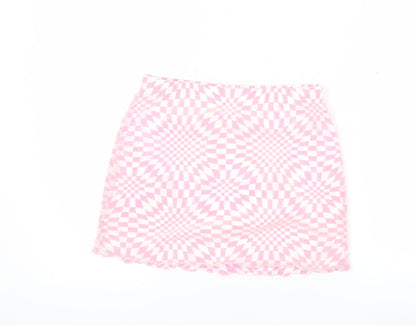 PrettyLittleThing Women’s Pink Geometric Mini Skirt Size 8