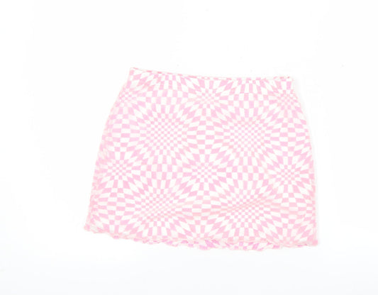PrettyLittleThing Women’s Pink Geometric Mini Skirt Size 8
