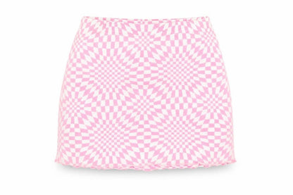 PrettyLittleThing Women’s Pink Geometric Mini Skirt Size 8