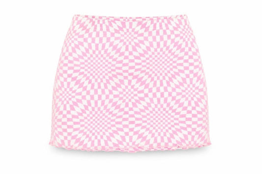 PrettyLittleThing Women’s Pink Geometric Mini Skirt Size 8