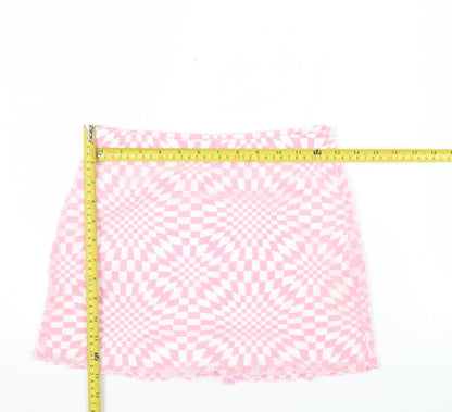 PrettyLittleThing Women’s Pink Geometric Mini Skirt Size 8