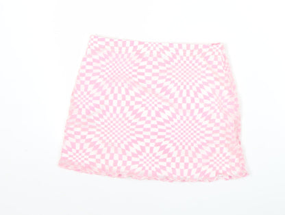 PrettyLittleThing Women’s Pink Geometric Mini Skirt Size 8