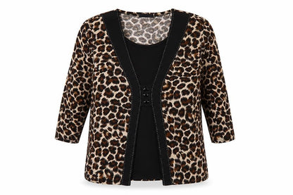 Envy Womens Leopard Print Tunic Blouse 2XL Multicoloured 3/4 Sleeve