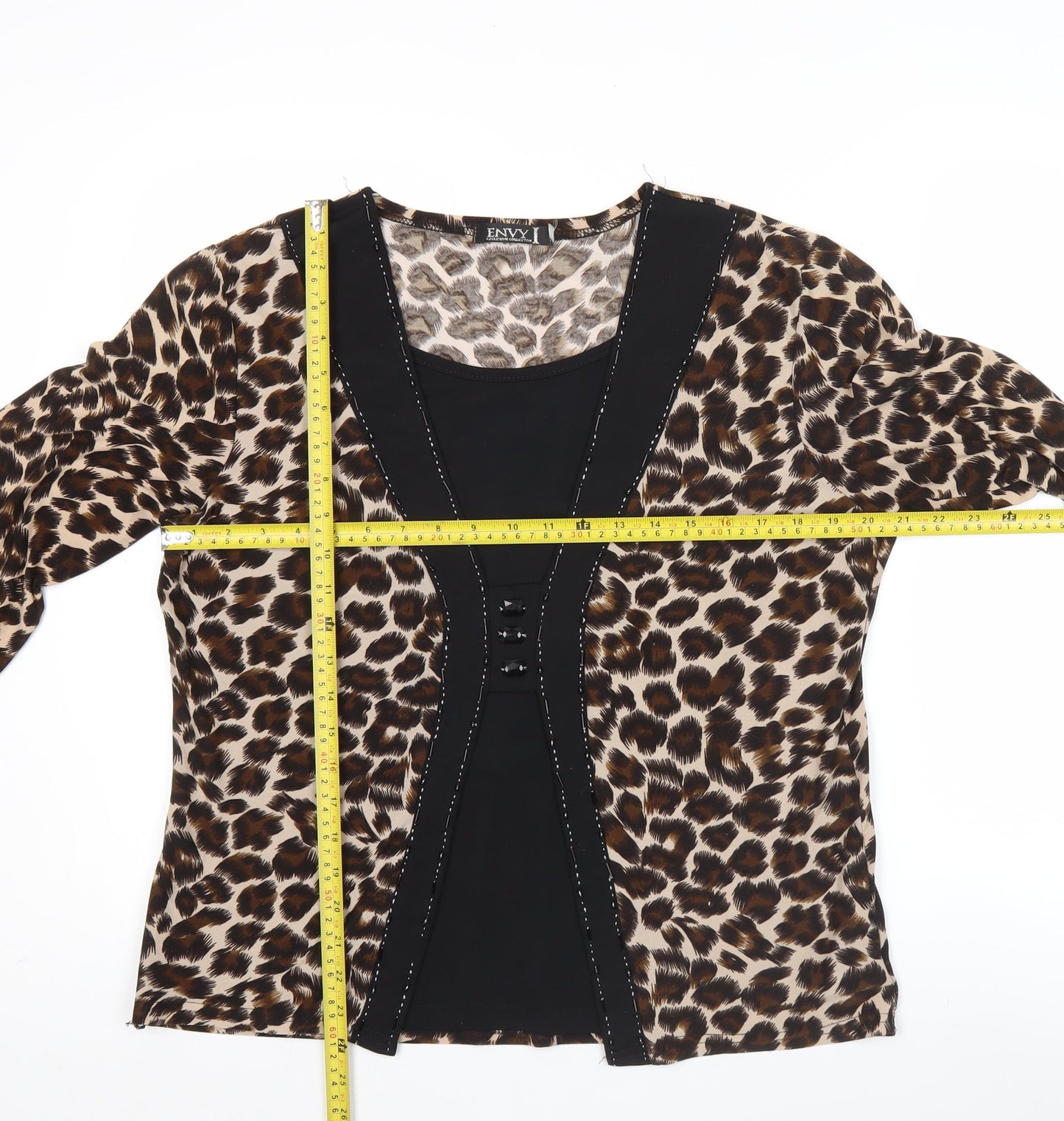 Envy Womens Leopard Print Tunic Blouse 2XL Multicoloured 3/4 Sleeve