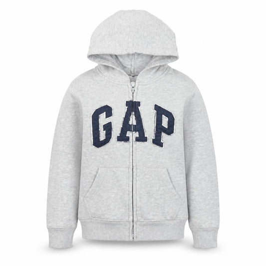 GAP Boys Grey Full Zip Hoodie 5 Years Cotton Blend Logo Casual