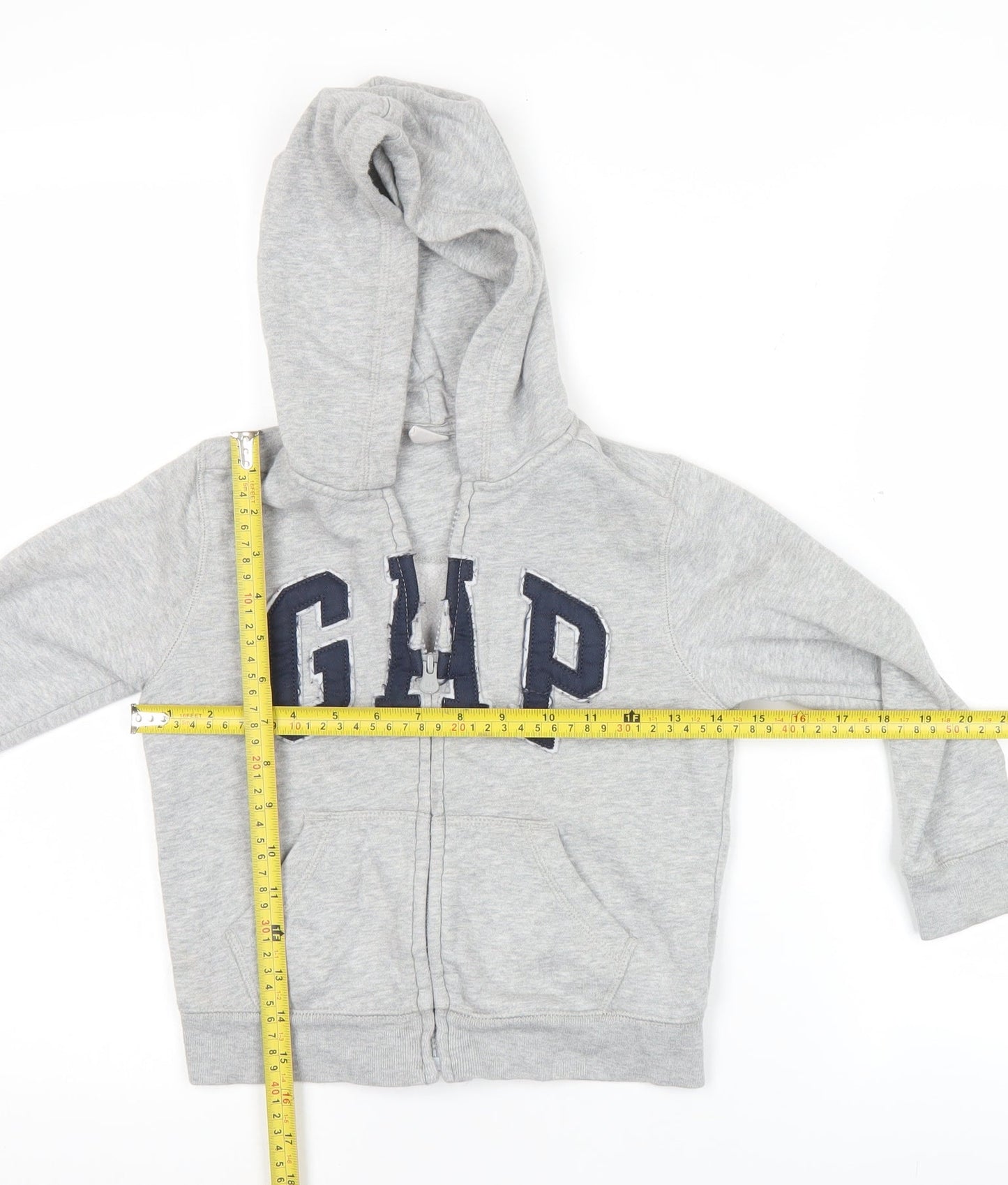 GAP Boys Grey Full Zip Hoodie 5 Years Cotton Blend Logo Casual