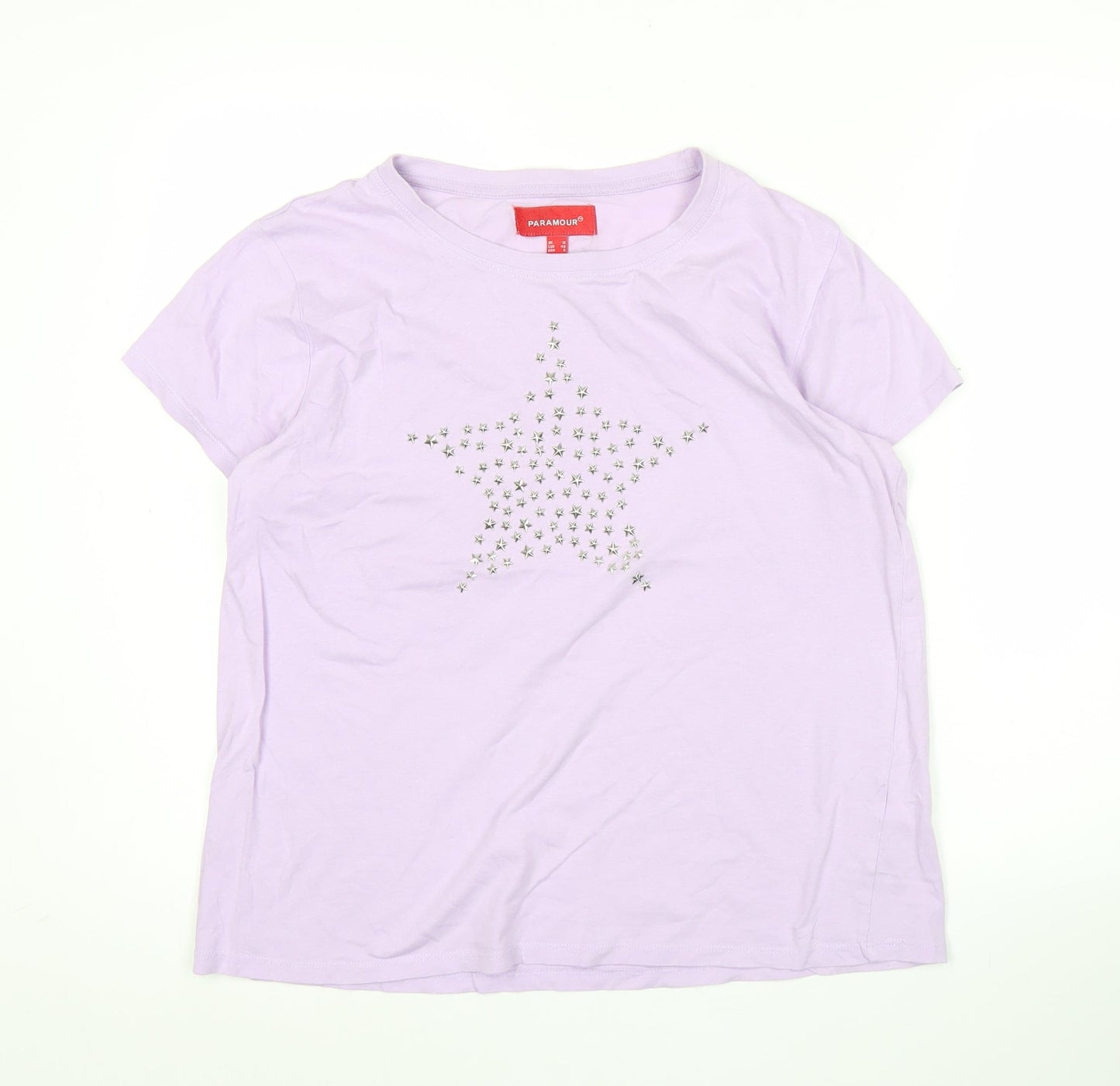 Paramour Womens Purple Size 12 Cotton Studded Star T-Shirt