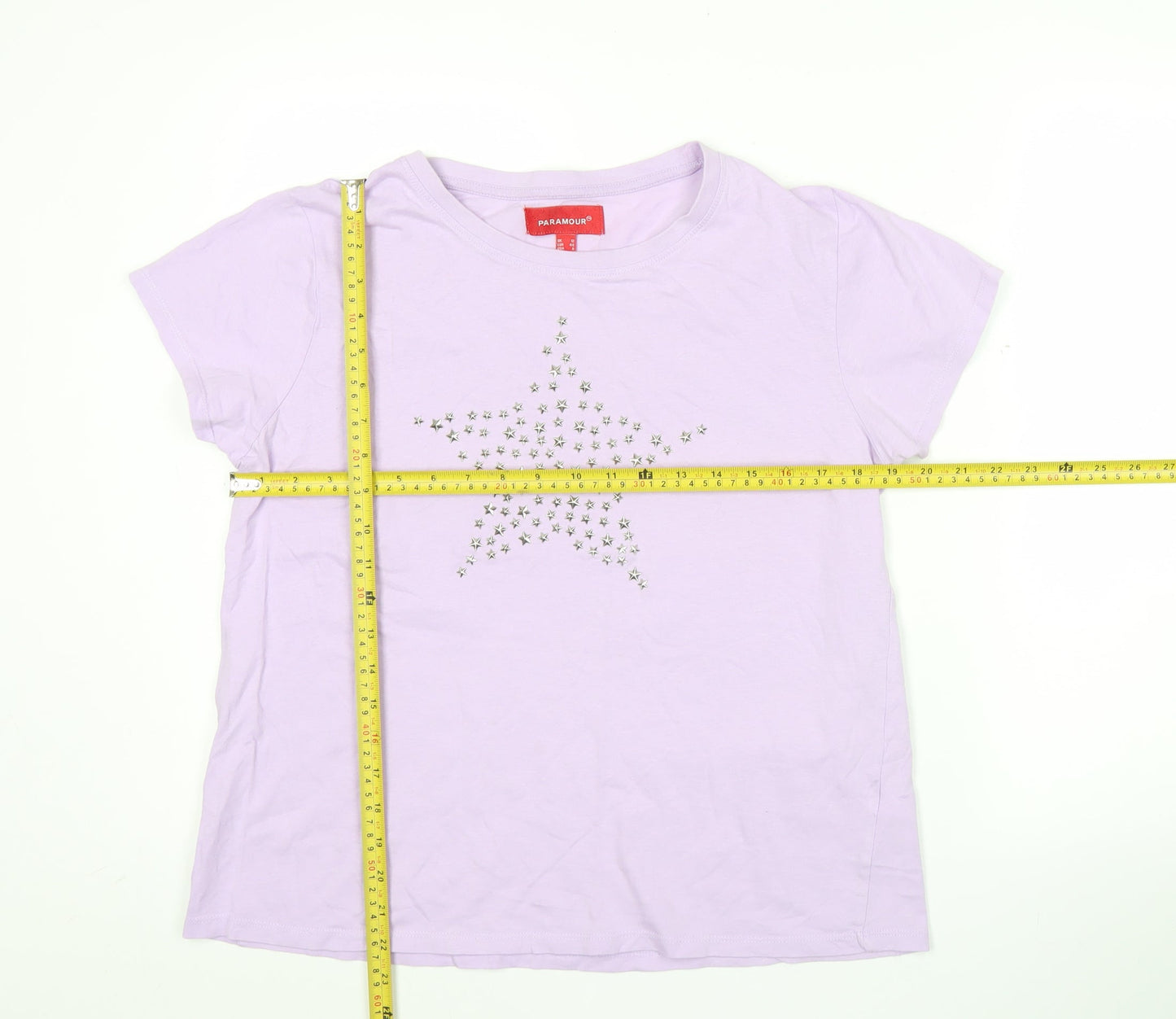 Paramour Womens Purple Size 12 Cotton Studded Star T-Shirt