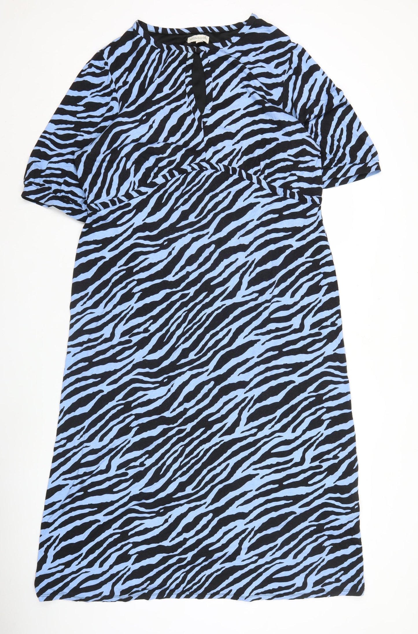 Noosnow Womens Blue Black Animal Print Midi Shift Dress XL
