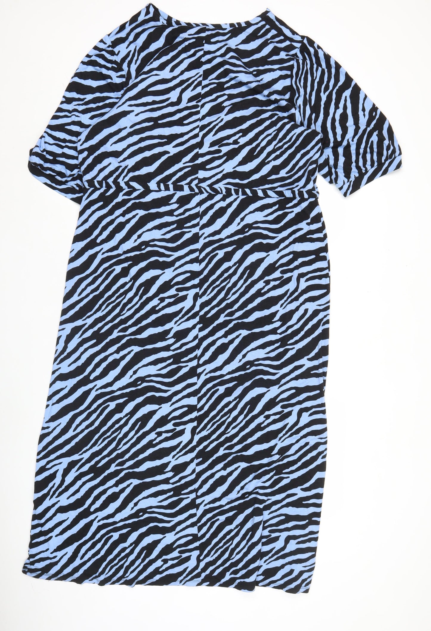 Noosnow Womens Blue Black Animal Print Midi Shift Dress XL