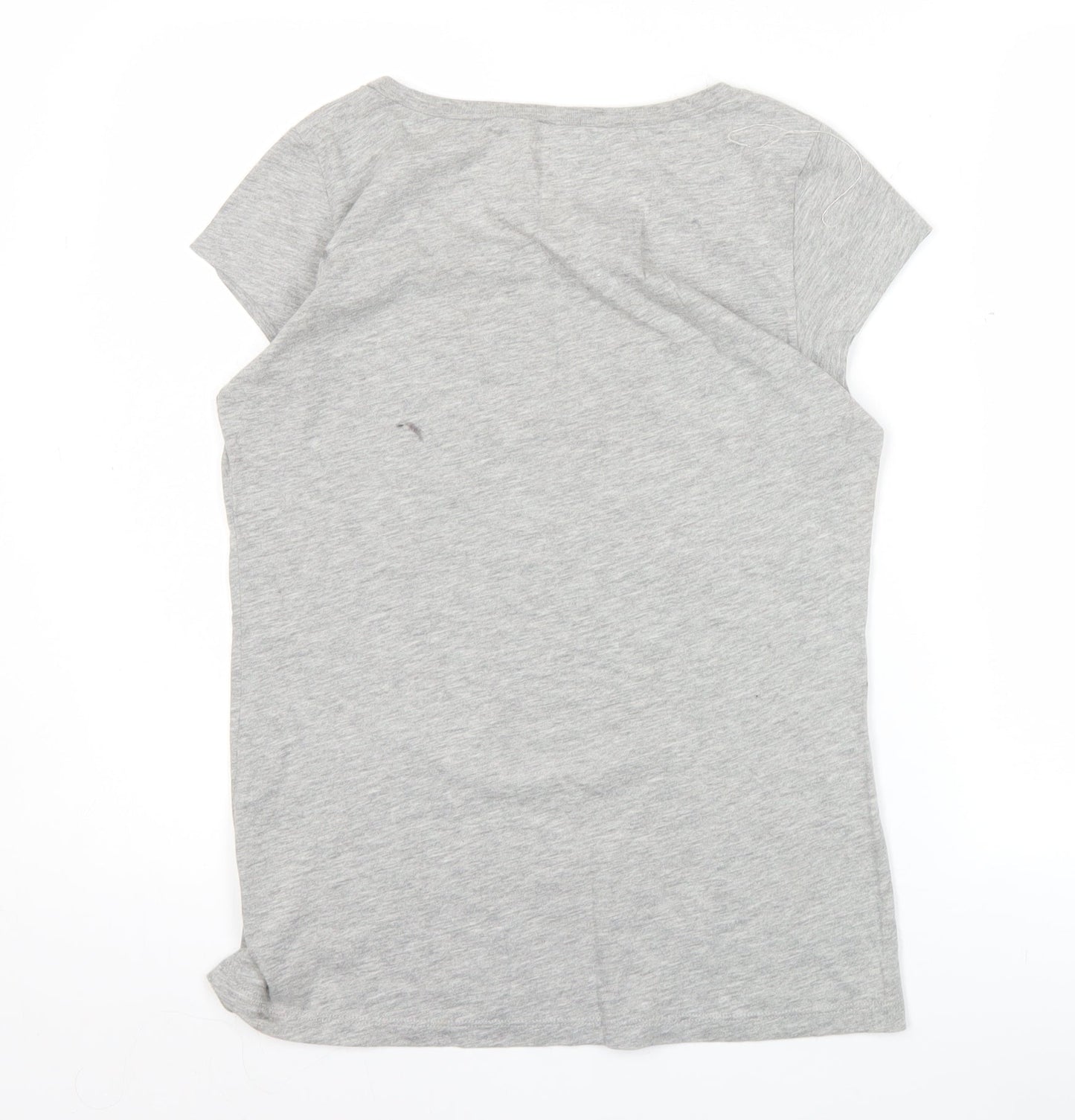 DKNY Womens Grey XS Slim Fit Scoop Neck Logo T-Shirt