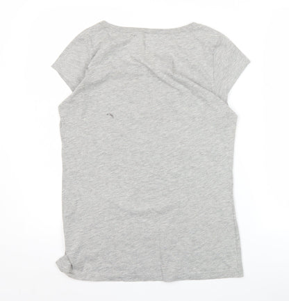 DKNY Womens Grey XS Slim Fit Scoop Neck Logo T-Shirt