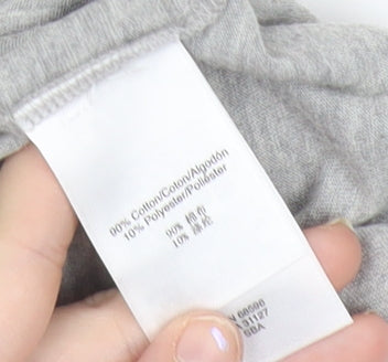 DKNY Womens Grey XS Slim Fit Scoop Neck Logo T-Shirt