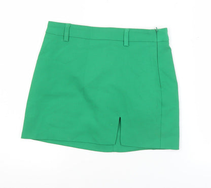 Stradivarius Women Green Size 6 Pencil Skirt Short Stretch Zip