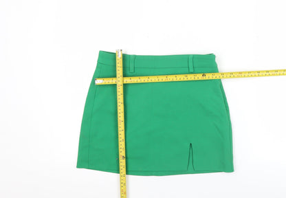 Stradivarius Women Green Size 6 Pencil Skirt Short Stretch Zip