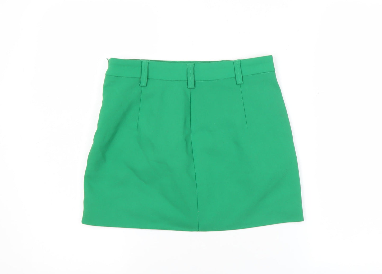Stradivarius Women Green Size 6 Pencil Skirt Short Stretch Zip