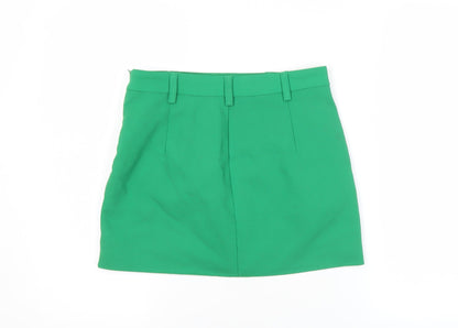 Stradivarius Women Green Size 6 Pencil Skirt Short Stretch Zip
