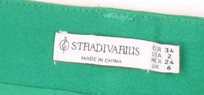 Stradivarius Women Green Size 6 Pencil Skirt Short Stretch Zip
