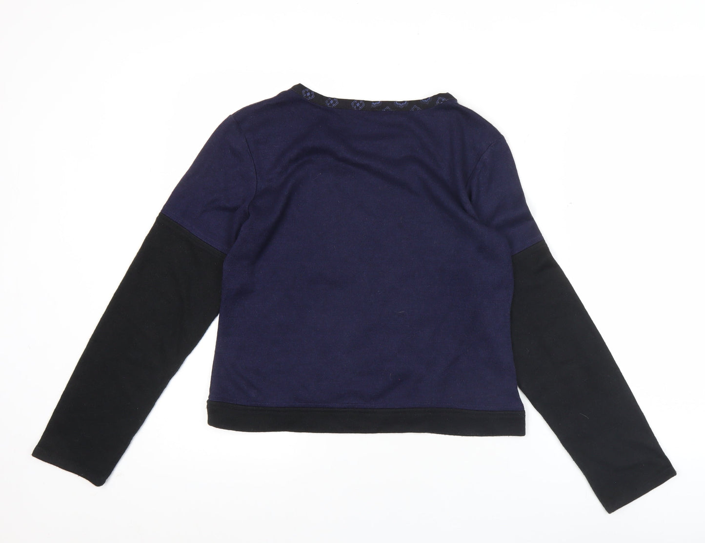Enjoy Womens Blue Embroidered Long Sleeve T-Shirt Size 14