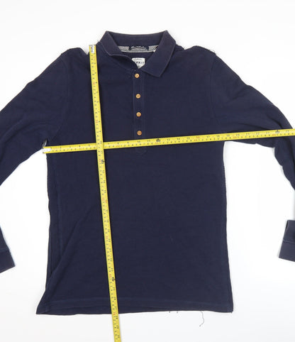 Esprit Men’s Blue Long Sleeve Polo Shirt Size M Cotton Classic Casual