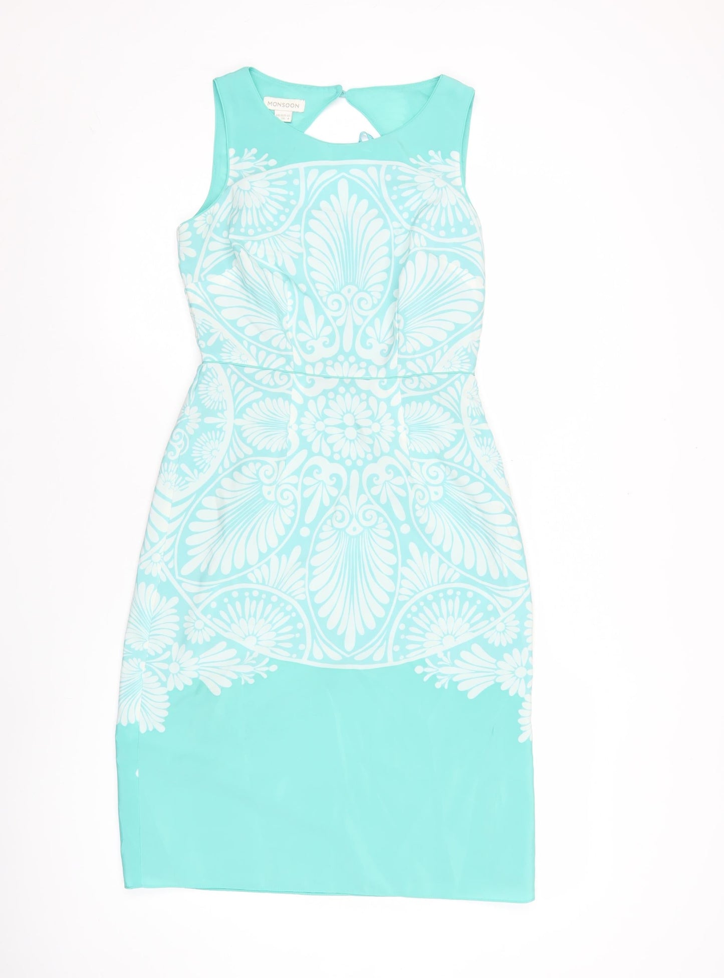 Monsoon Women’s Blue Size 8 Sheath Floral Sleeveless Party Dress