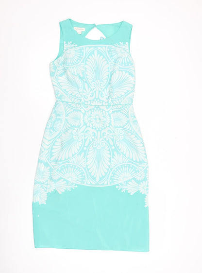 Monsoon Women’s Blue Size 8 Sheath Floral Sleeveless Party Dress