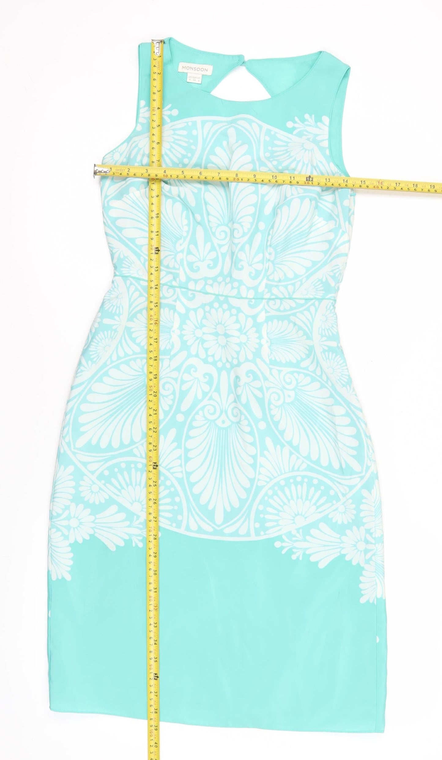 Monsoon Women’s Blue Size 8 Sheath Floral Sleeveless Party Dress