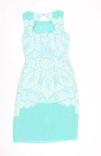 Monsoon Women’s Blue Size 8 Sheath Floral Sleeveless Party Dress