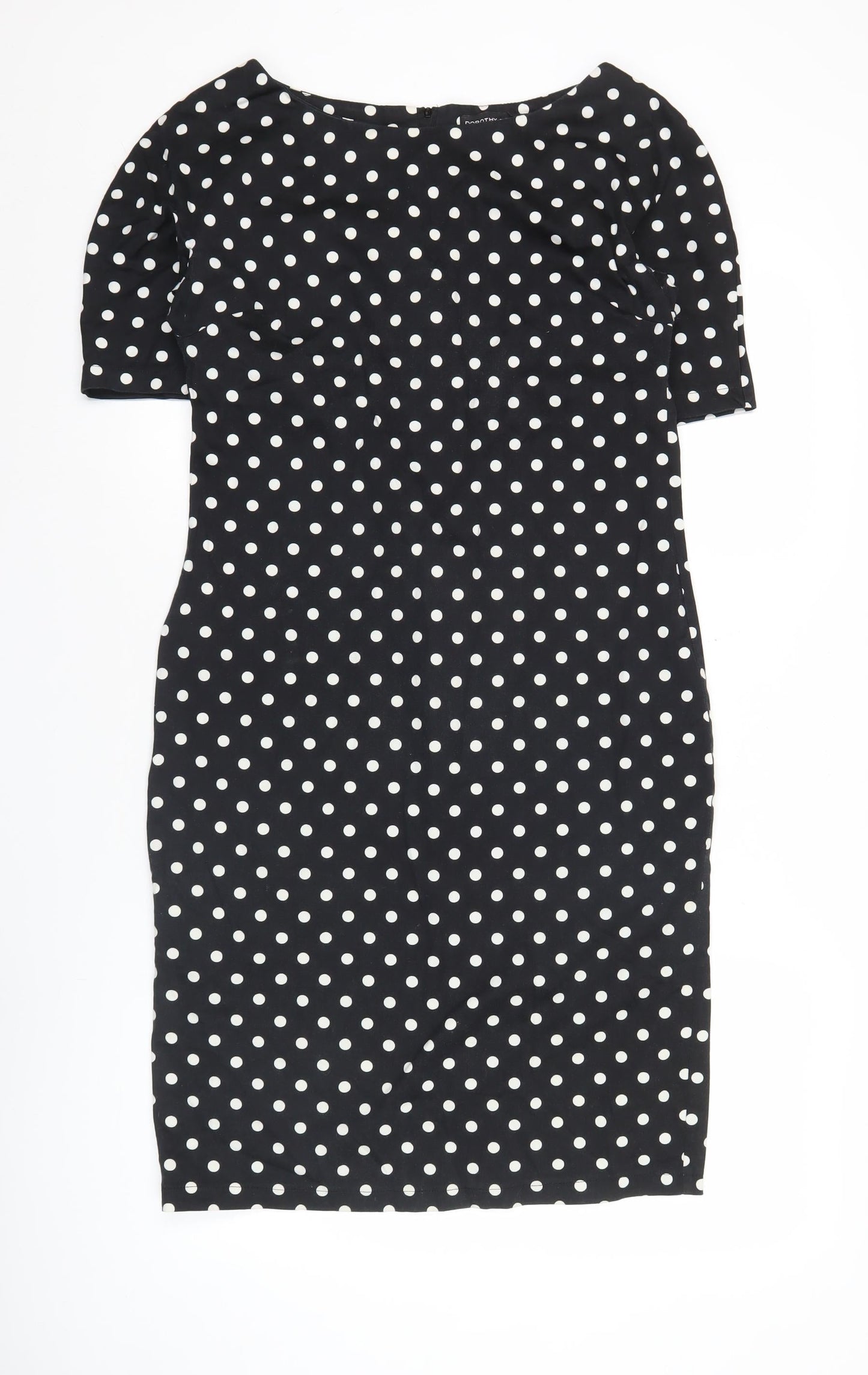 Dorothy Perkins Women Black Polka Dot Sheath Dress Size 14