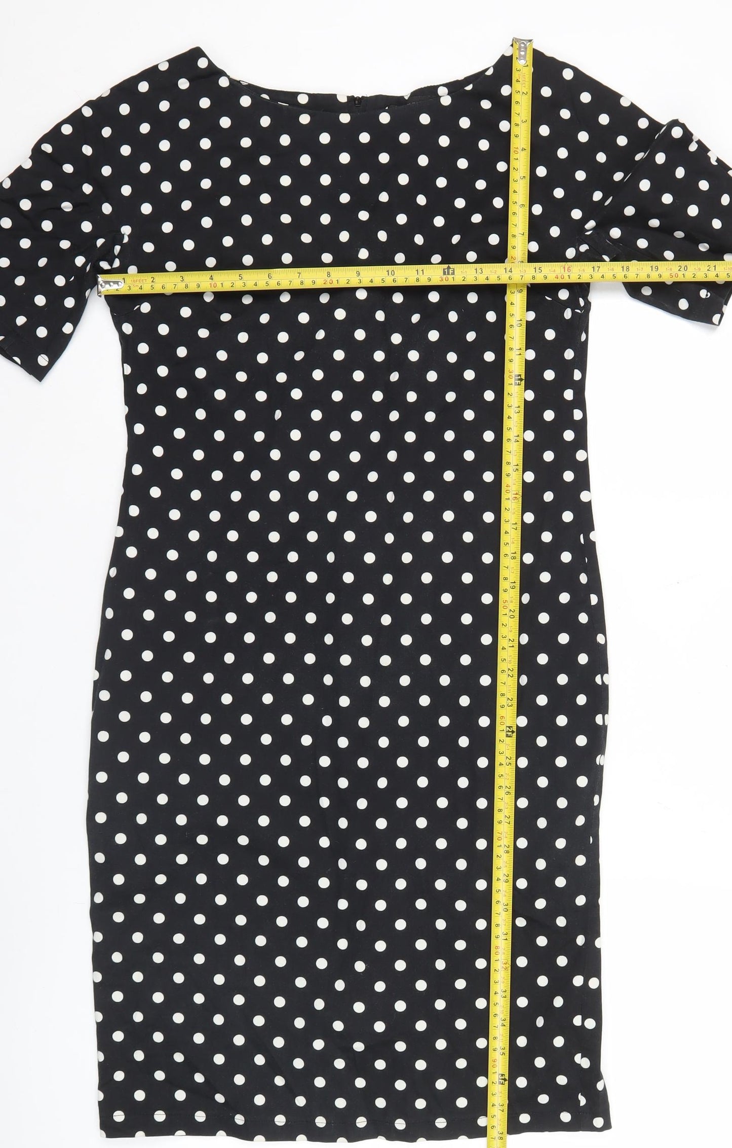 Dorothy Perkins Women Black Polka Dot Sheath Dress Size 14