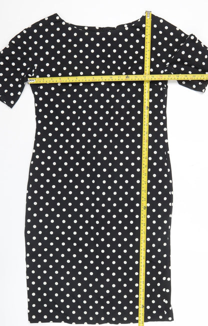 Dorothy Perkins Women Black Polka Dot Sheath Dress Size 14
