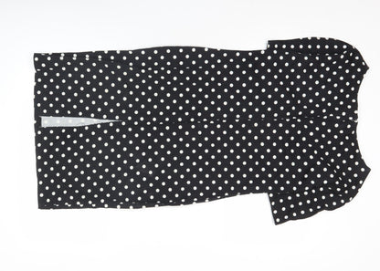 Dorothy Perkins Women Black Polka Dot Sheath Dress Size 14