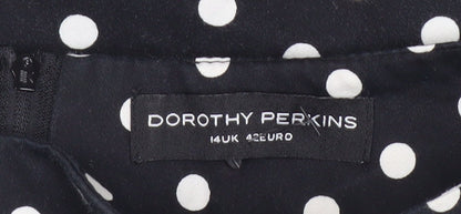 Dorothy Perkins Women Black Polka Dot Sheath Dress Size 14