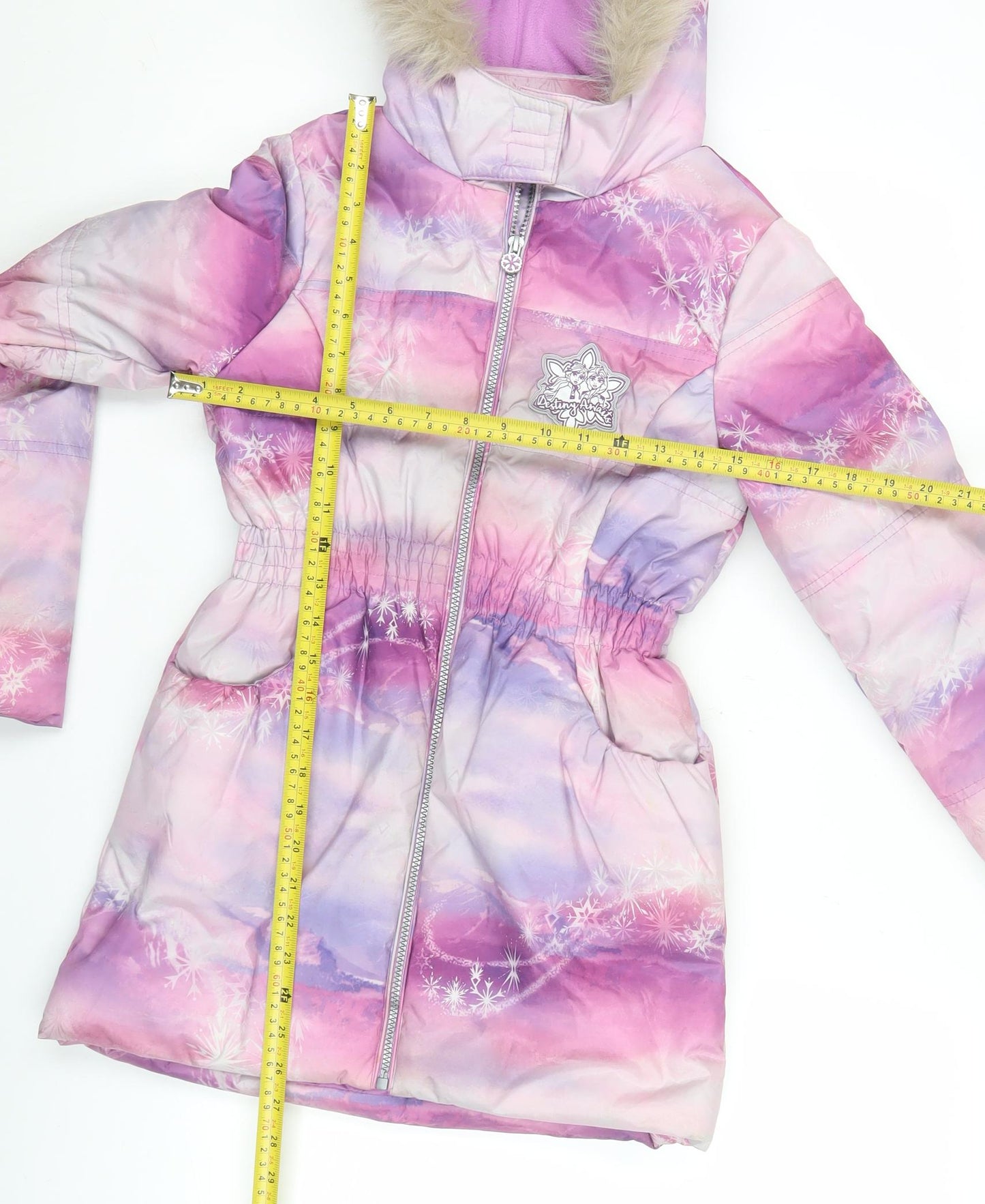 Disney Frozen Girls Pink Purple Puffer Jacket Coat Age 11 Years Hooded