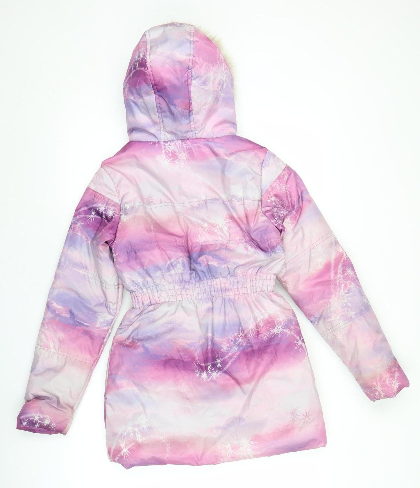 Disney Frozen Girls Pink Purple Puffer Jacket Coat Age 11 Years Hooded