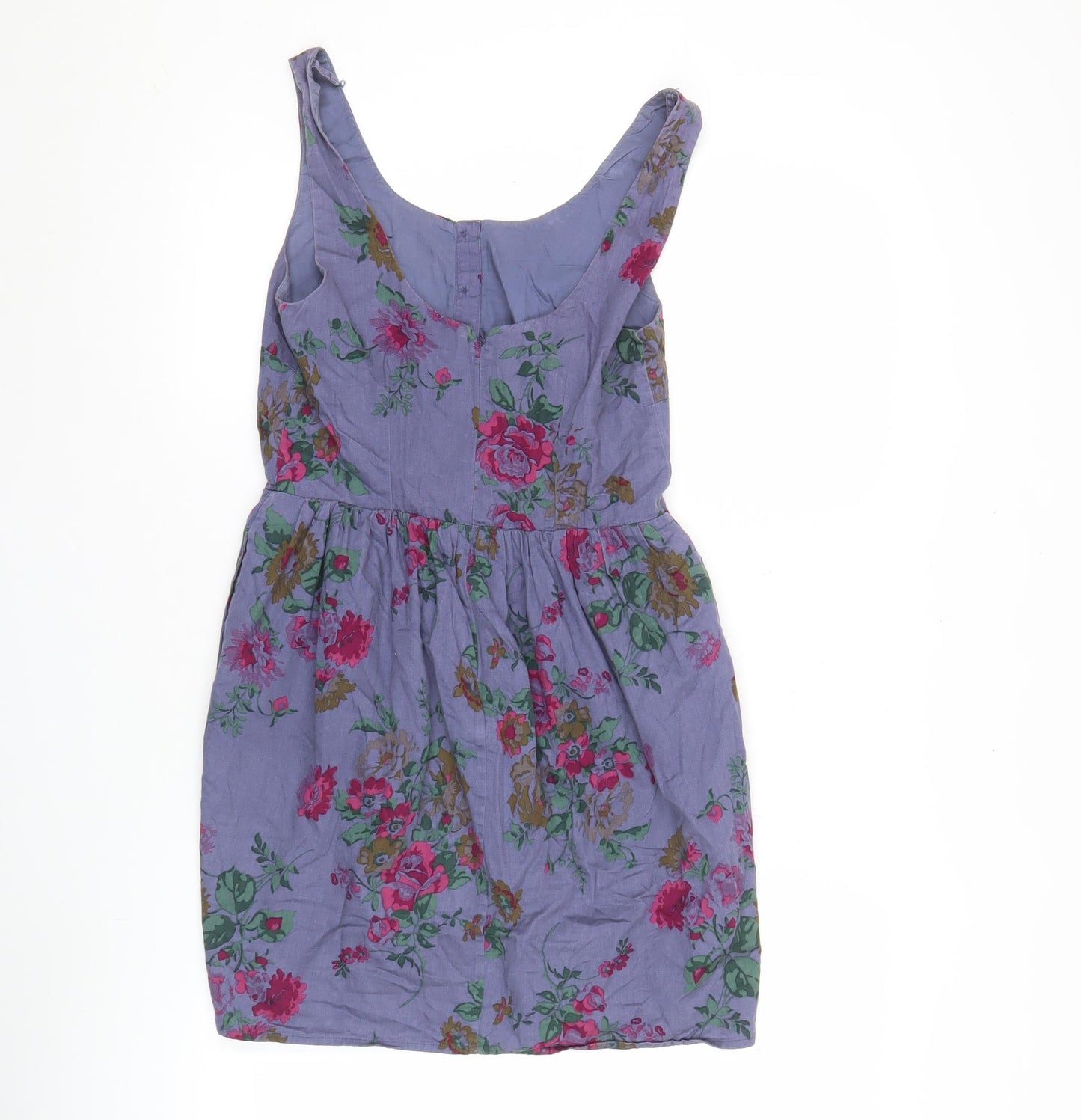 Jack Wills Women’s Purple Floral Skater Dress UK 8 Cotton Sleeveless