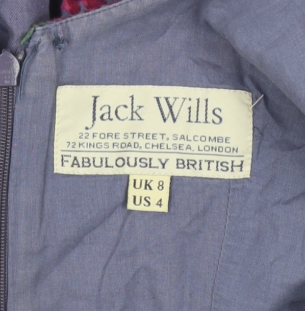 Jack Wills Women’s Purple Floral Skater Dress UK 8 Cotton Sleeveless