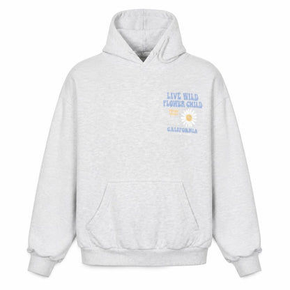 Front view of Pull&Bear Teens Grey Graphic Hoodie S California Flower Child