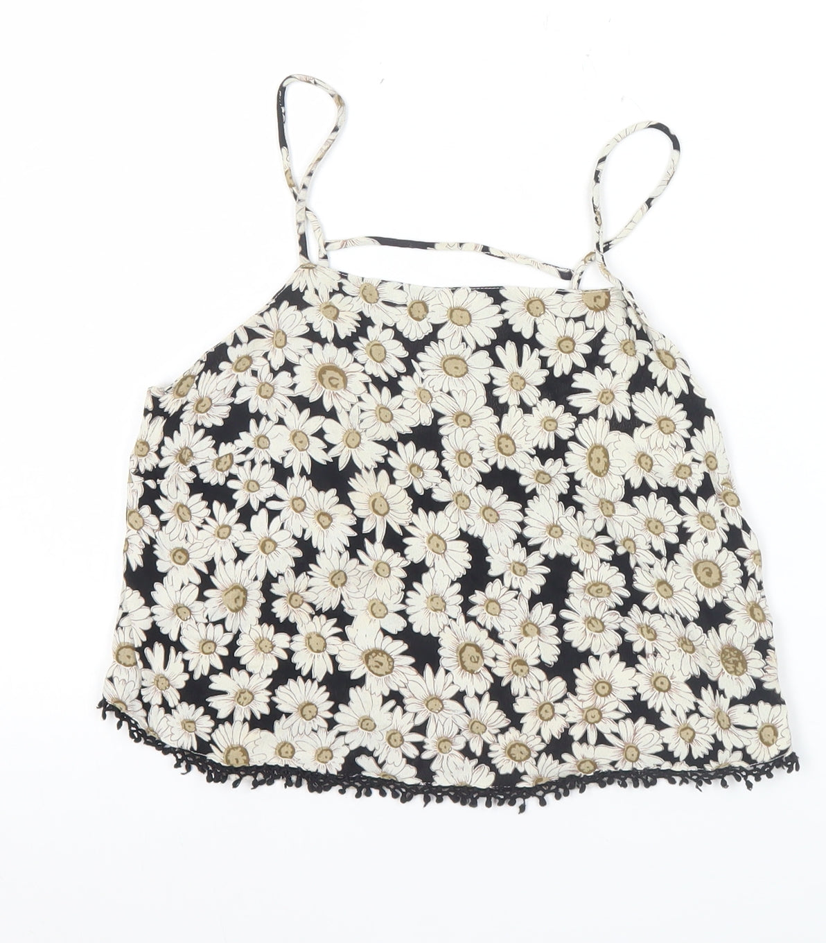 ASOS Women’s Black Floral Camisole Tank Top Size 6 Spaghetti Strap Summer