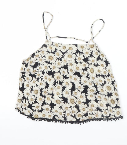 ASOS Women’s Black Floral Camisole Tank Top Size 6 Spaghetti Strap Summer