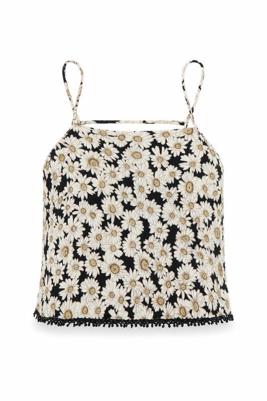 ASOS Women’s Black Floral Camisole Tank Top Size 6 Spaghetti Strap Summer