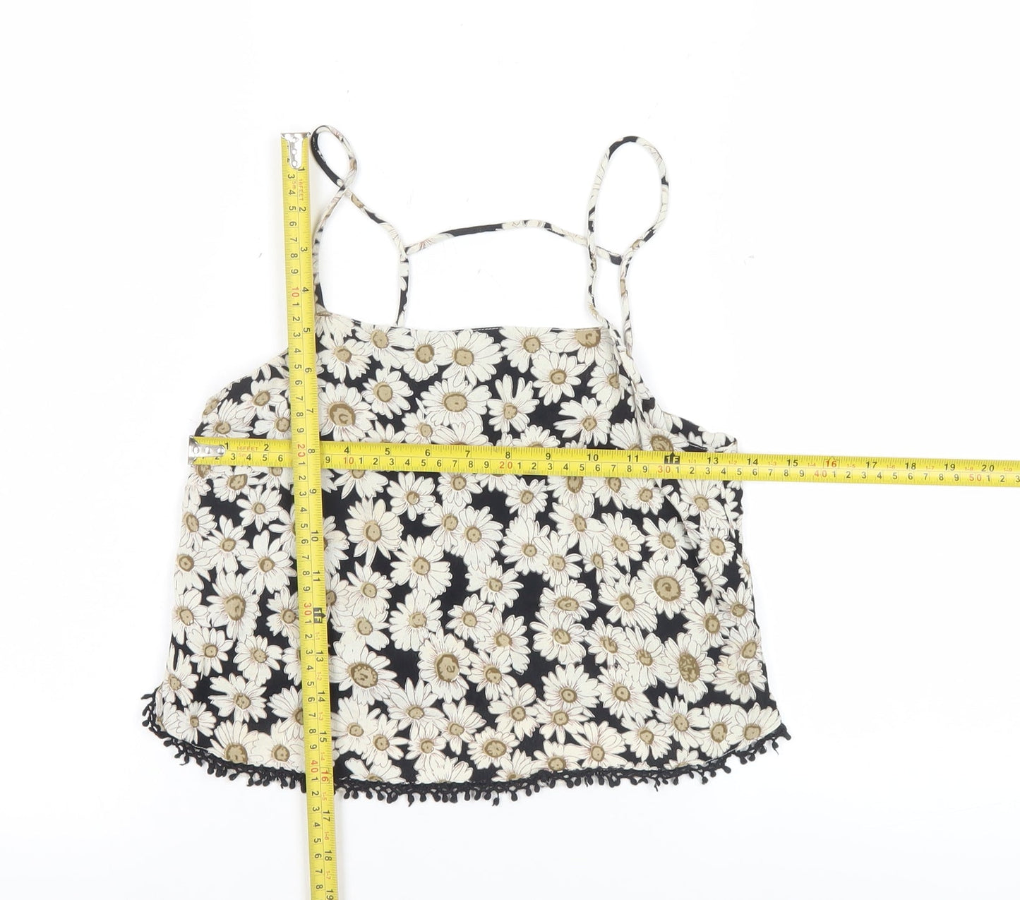 ASOS Women’s Black Floral Camisole Tank Top Size 6 Spaghetti Strap Summer