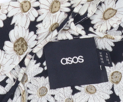 ASOS Women’s Black Floral Camisole Tank Top Size 6 Spaghetti Strap Summer