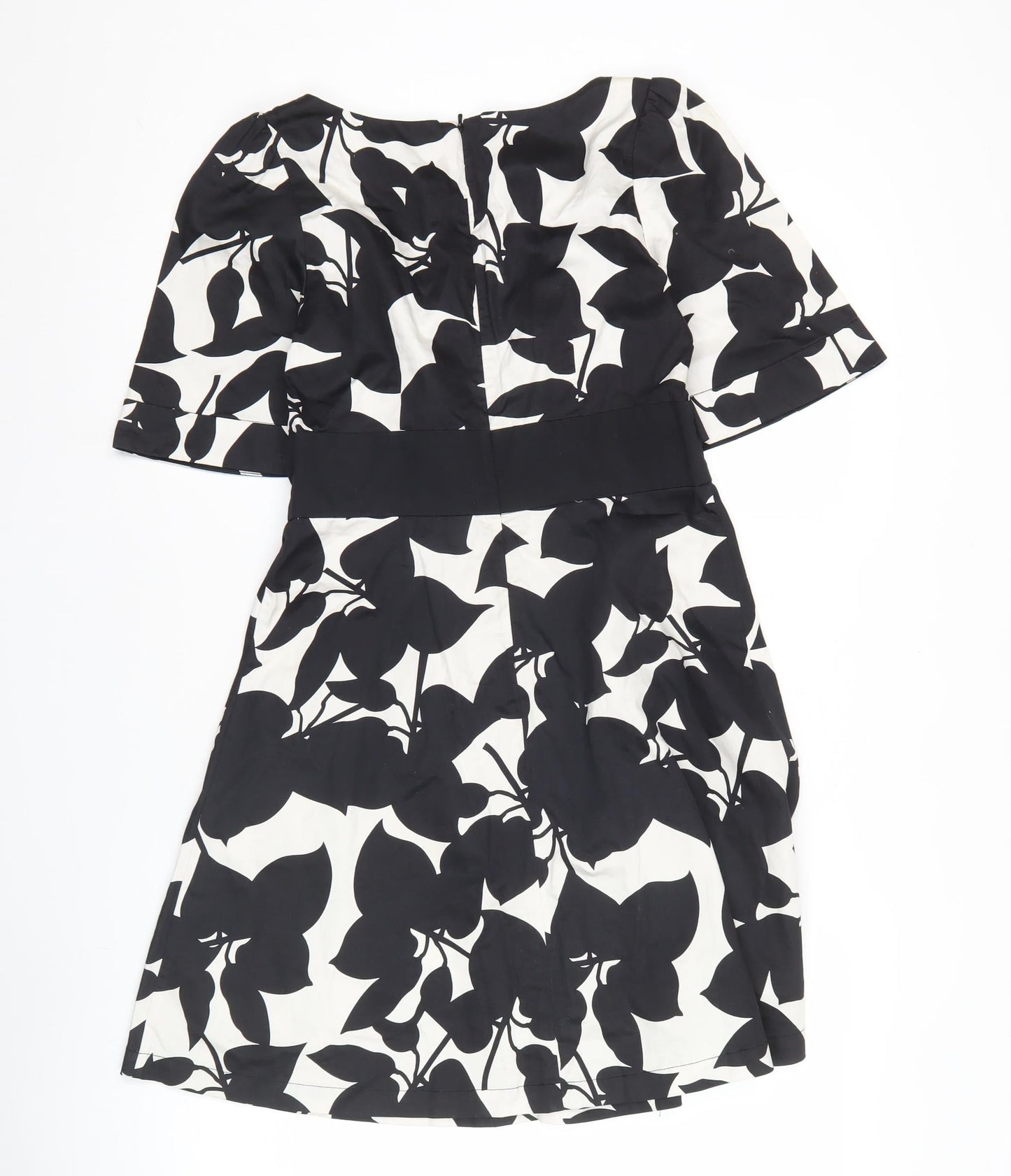 French Connection Women’s Black White A-Line Dress Size 10 V-Neck