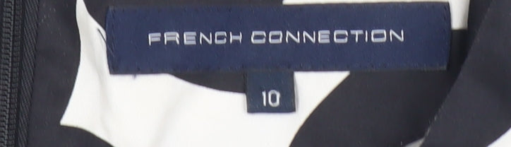 French Connection Women’s Black White A-Line Dress Size 10 V-Neck