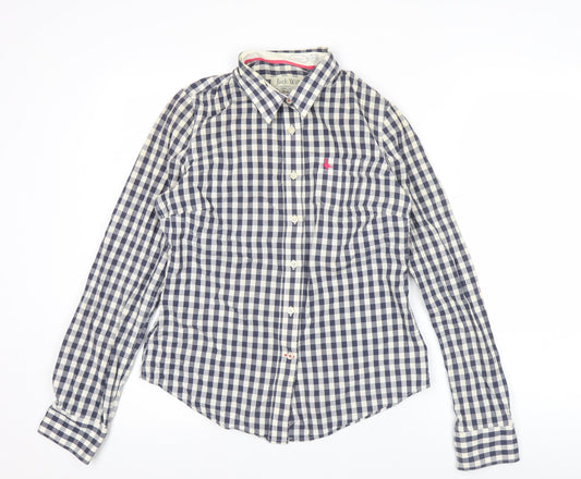 Jack Wills Womens Blue Checked Cotton Button-Up Shirt UK 10