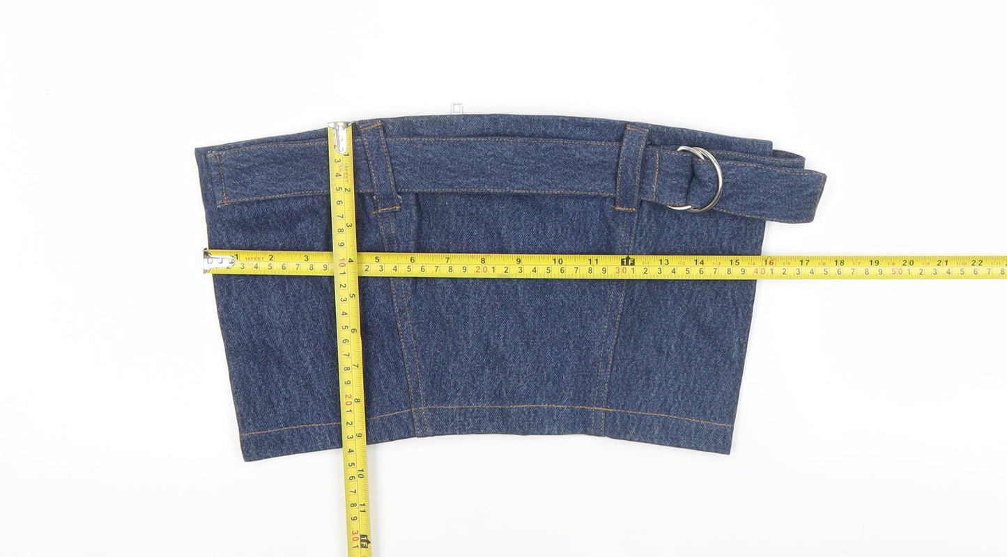 Beyond Retro Women’s Blue Denim Strapless Cropped Top S