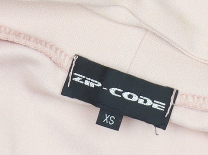 ZIP-CODE Women Beige XS Bodycon Knee Length Long Sleeve V-Neck Dress